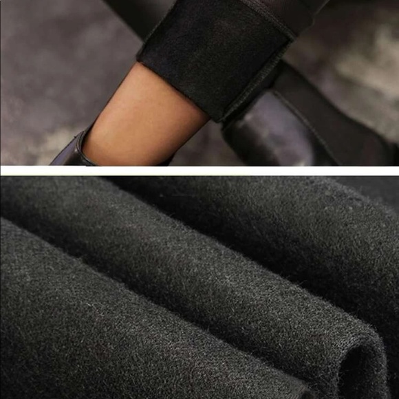 black high waist thermal faux leather pants - Picture 3 of 3